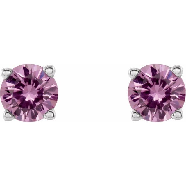 Round 4mm Natural Pink Sapphire Stud Earrings