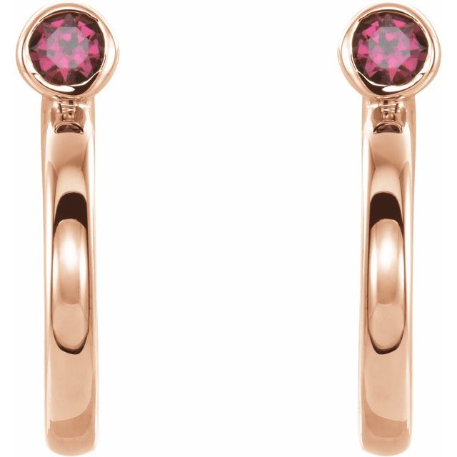 Round 2.5mm Natural Ruby Huggie J-Hoop Earring