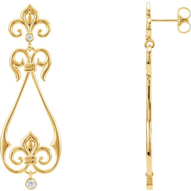 Round 1/6 CTW Natural Diamond Fleur-De-Lis Earrings