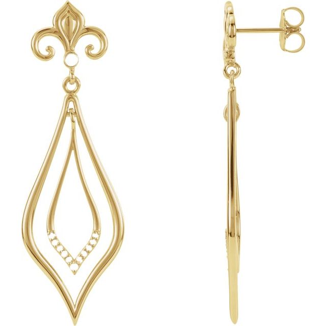 Round 1/10 CTW Natural Diamond Fleur-de-Lis Earrings