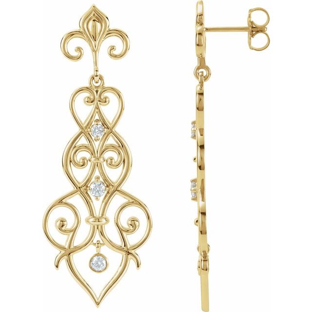 Round 1/3 CTW Natural Diamond Fleur-de-Lis Earrings