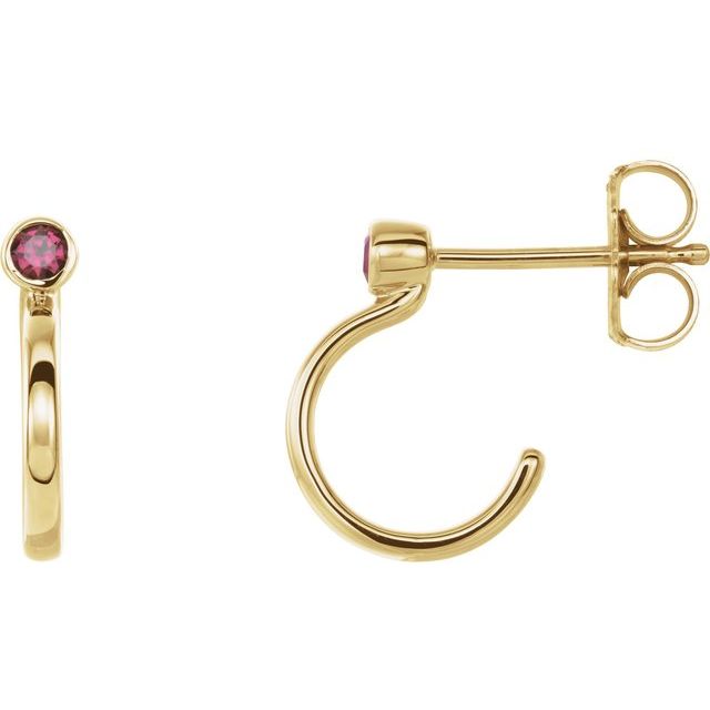 Round 2.5mm Natural Ruby Huggie J-Hoop Earring