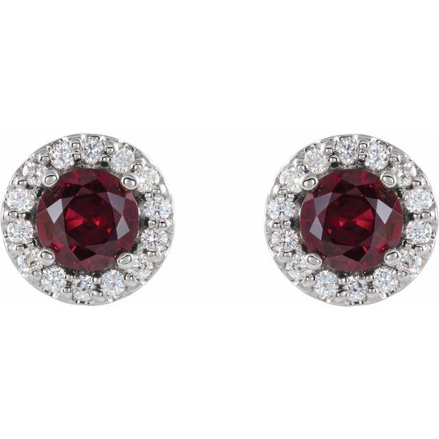 Round 6mm Lab-Grown Ruby & 1/4 CTW Natural Diamond Earrings