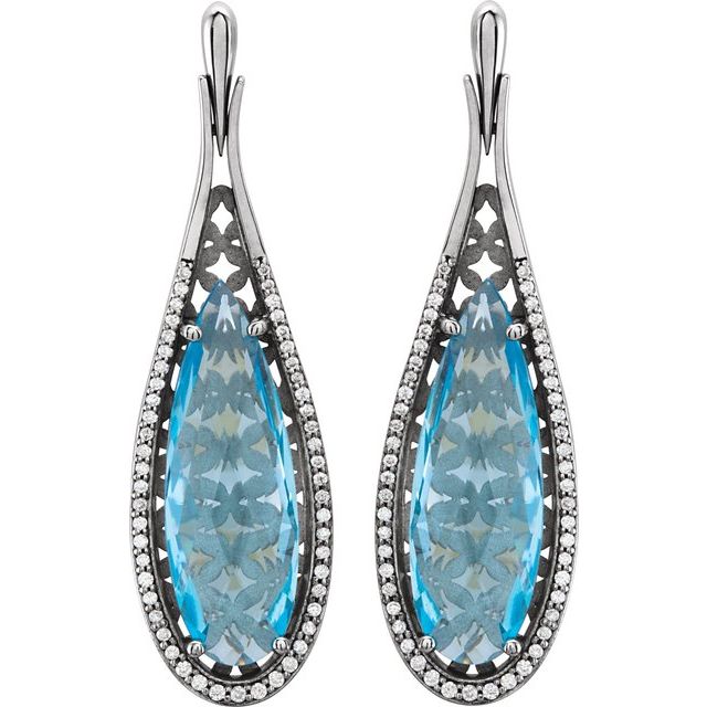 Pear Natural Sky Blue Topaz & 1/3 CTW Natural Diamond Earrings