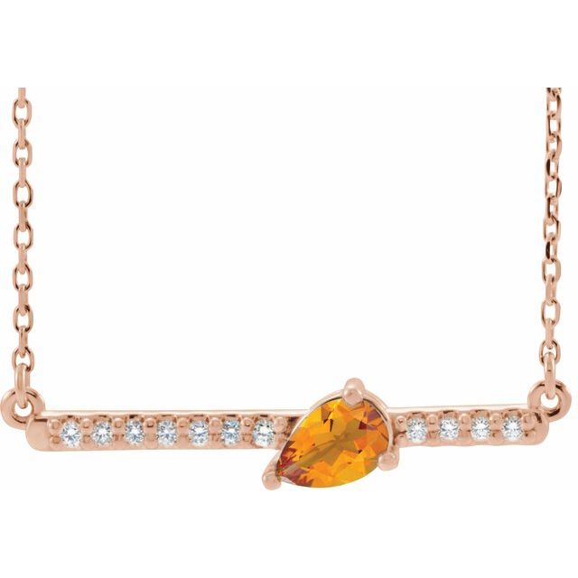 Pear Natural Citrine & 1/8 CTW Natural Diamond Necklace