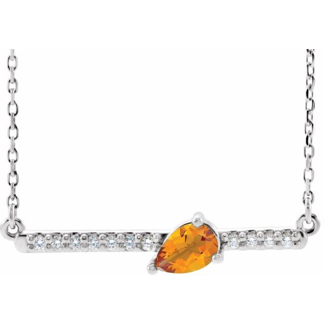 Pear Natural Citrine & 1/8 CTW Natural Diamond Necklace