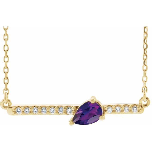 Pear Natural Amethyst & 1/8 CTW Natural Diamond Necklace