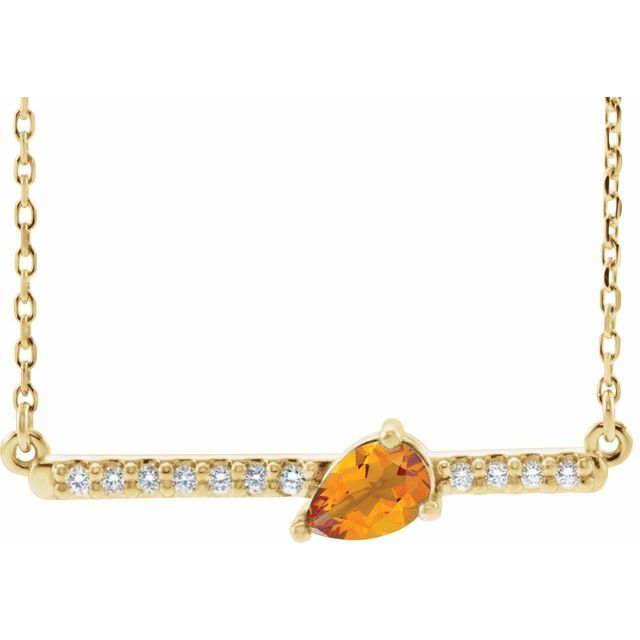 Pear Natural Citrine & 1/8 CTW Natural Diamond Necklace