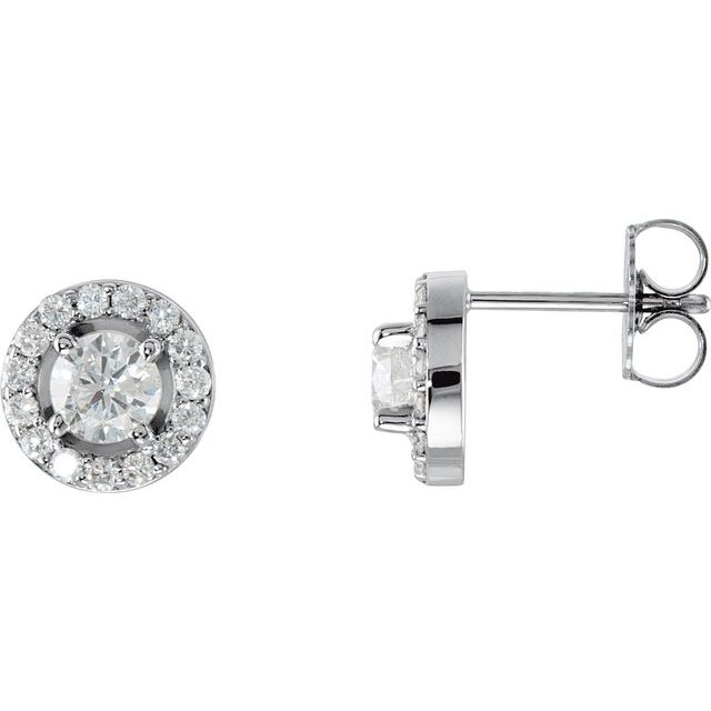 Round 7/8 CTW Natural Diamond Halo-Style Earrings