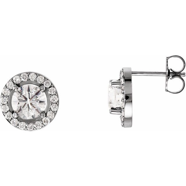 Round 1 1/2 CTW Natural Diamond Halo-Style Earrings