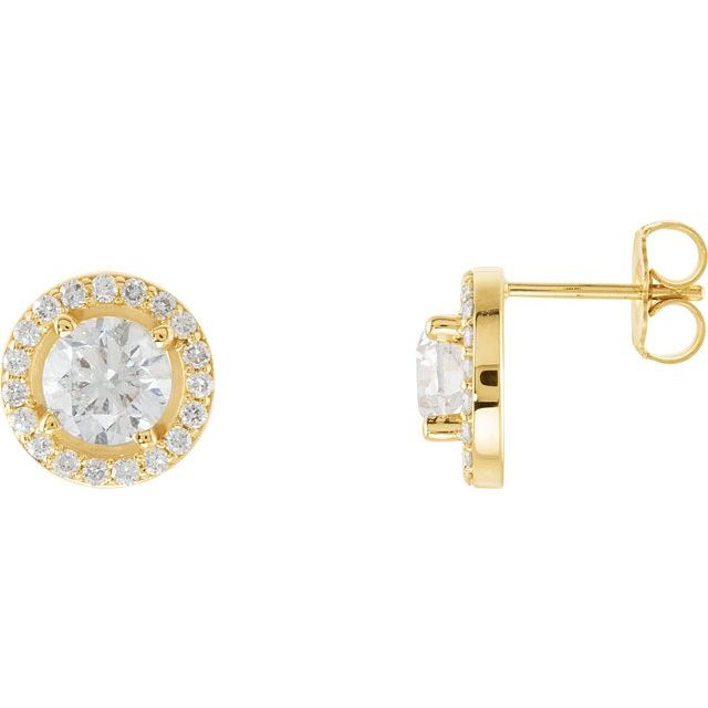 Round 1 9/10 CTW Natural Diamond Halo-Style Earrings