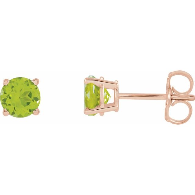 Round 5mm Natural Peridot Stud Earrings
