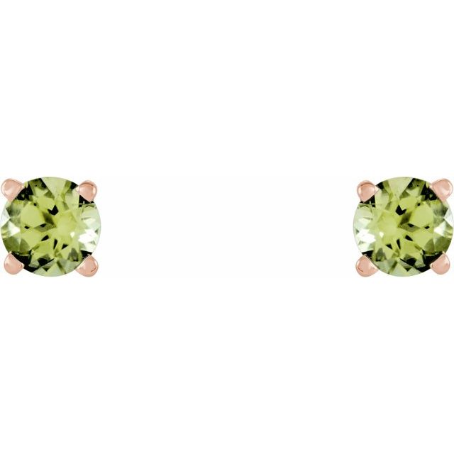 Round 4mm Natural Peridot Stud Earrings