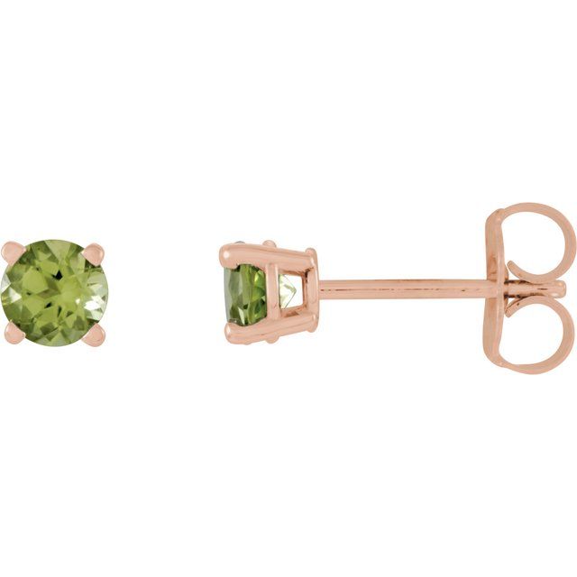 Round 4mm Natural Peridot Stud Earrings