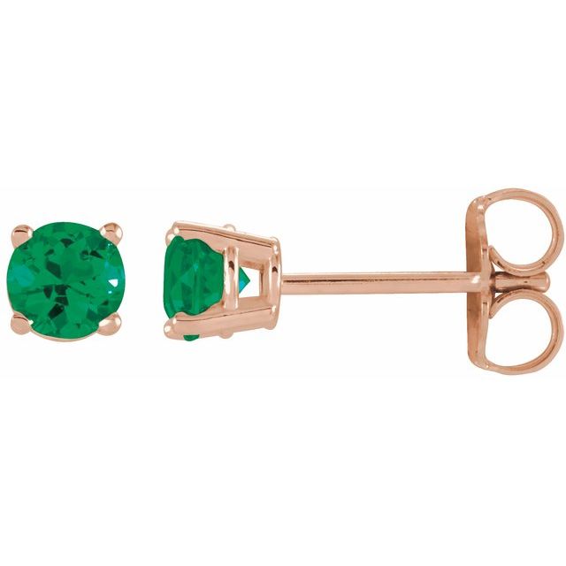 Round 2.5mm Lab-Grown Emerald Stud Earrings