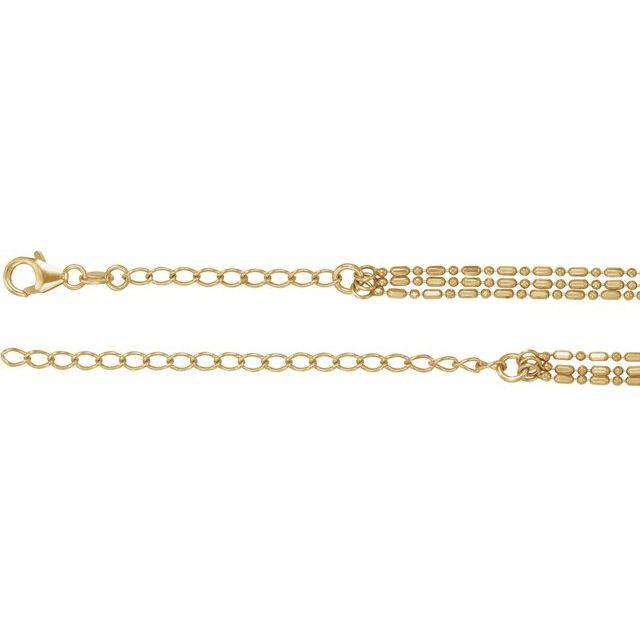Adjustable 3-Strand Bead 13-16" Necklace