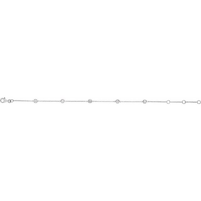 Round 1/4 CTW Natural Diamond Bezel-Set 5-Station 5 1/2-7" Bracelet