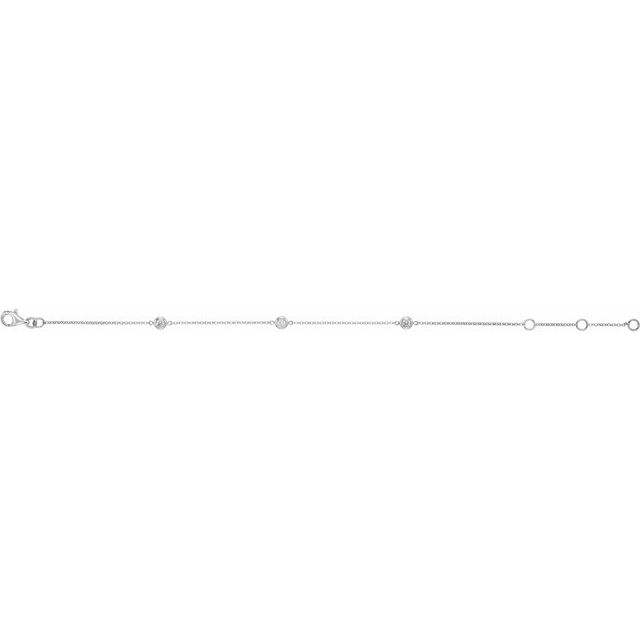 Round 1/6 CTW Natural Diamond Bezel-Set 3-Station 5 1/2-7" Bracelet