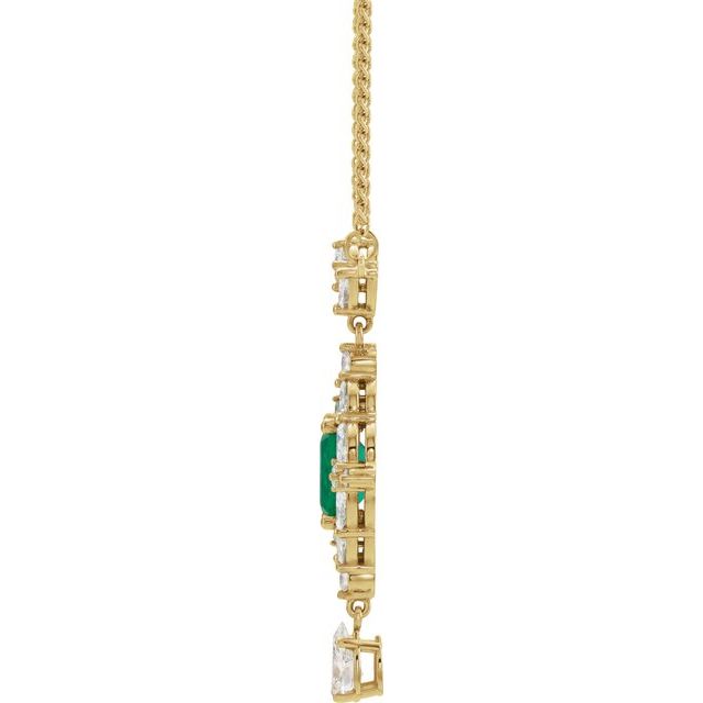 Natural Emerald & 1 1/4 CTW Natural Diamond Necklace