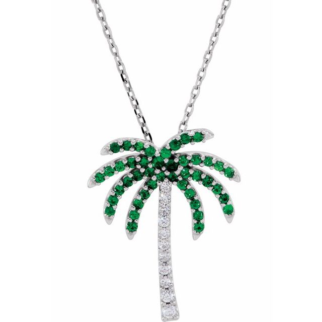 Natural Tsavorite Garnet & .08 CTW Natural Diamond Necklace