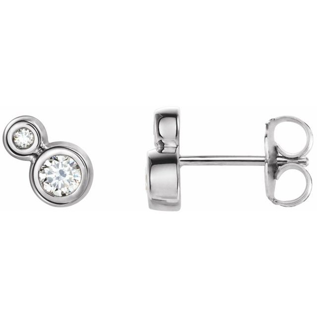 Round 4mm Natural White Sapphire & .06 CTW Natural Diamond Earrings