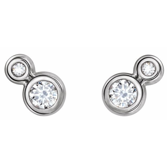 Round 5mm Natural White Sapphire & 1/8 CTW Natural Diamond Earrings