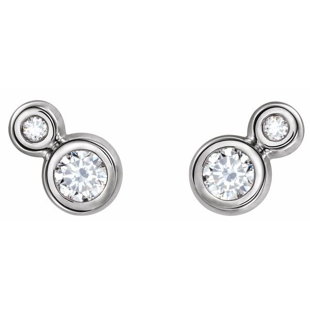 Round 4mm Natural White Sapphire & .06 CTW Natural Diamond Earrings