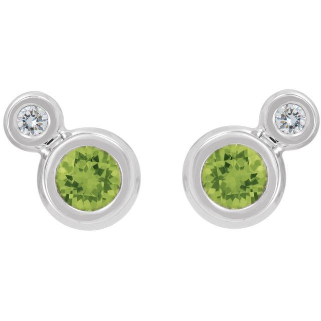 Round 4mm Natural Peridot & .06 CTW Natural Diamond Earrings