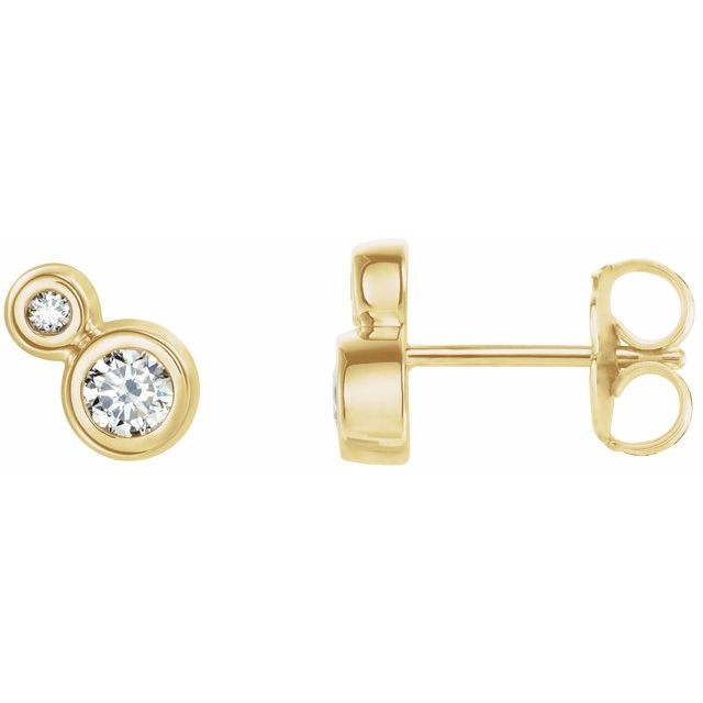 Round 5mm Natural White Sapphire & 1/8 CTW Natural Diamond Earrings