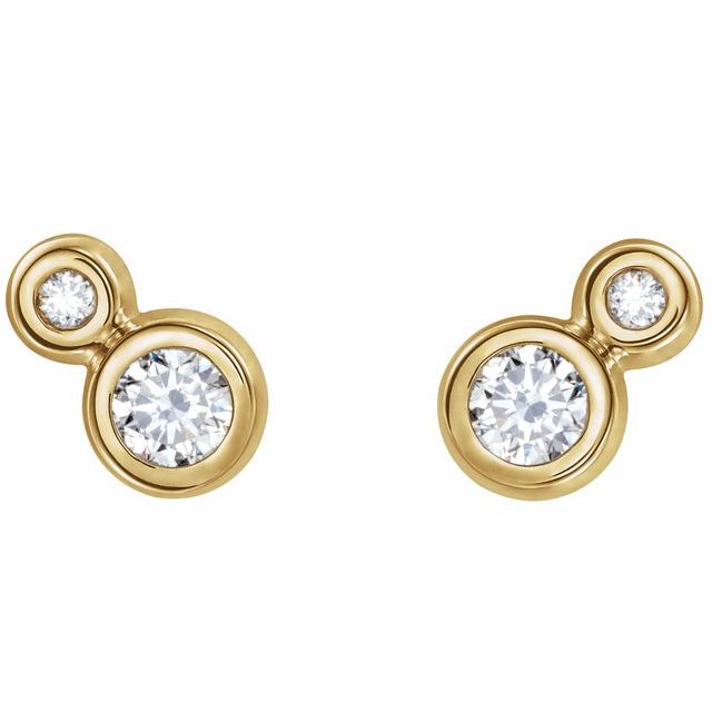Round 5mm Natural White Sapphire & 1/8 CTW Natural Diamond Earrings