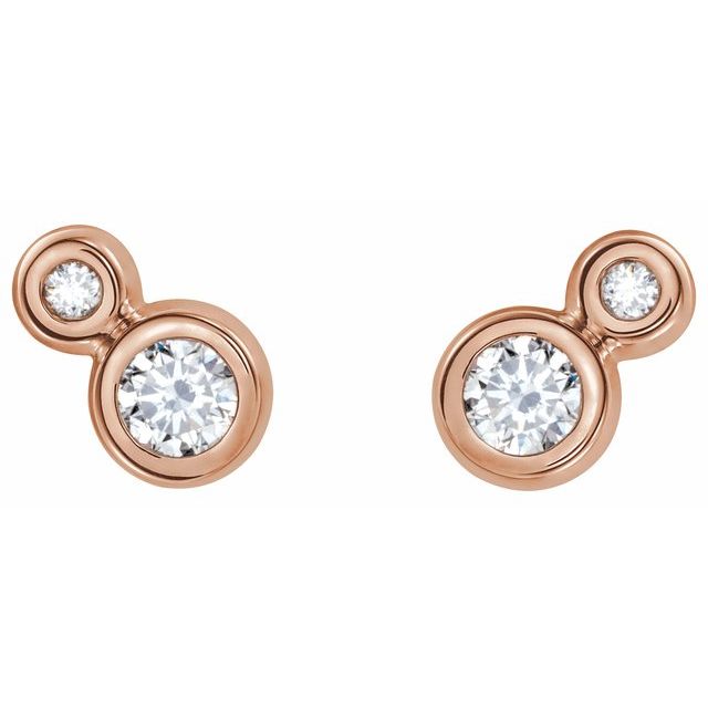 Round 5mm Natural White Sapphire & 1/8 CTW Natural Diamond Earrings