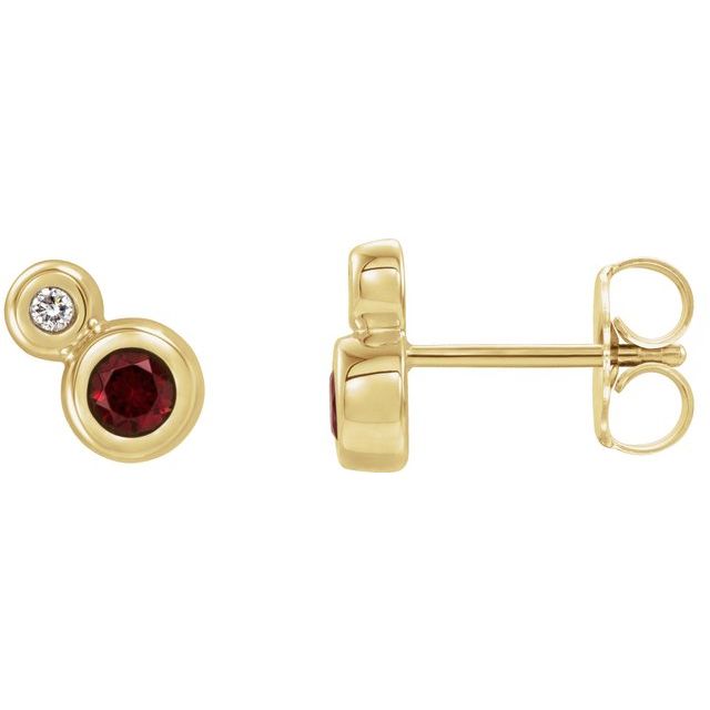 Round 4mm Natural Mozambique Garnet & .06 CTW Natural Diamond Earrings