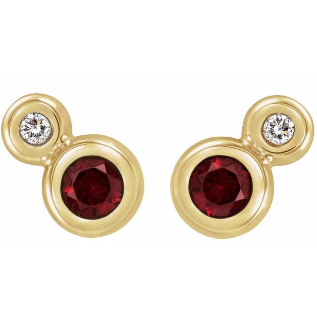 Round 4mm Natural Mozambique Garnet & .06 CTW Natural Diamond Earrings