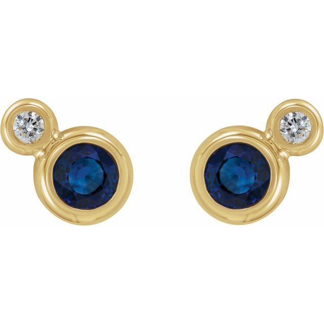 Round 5mm Lab-Grown Blue Sapphire & 1/8 CTW Natural Diamond Earrings