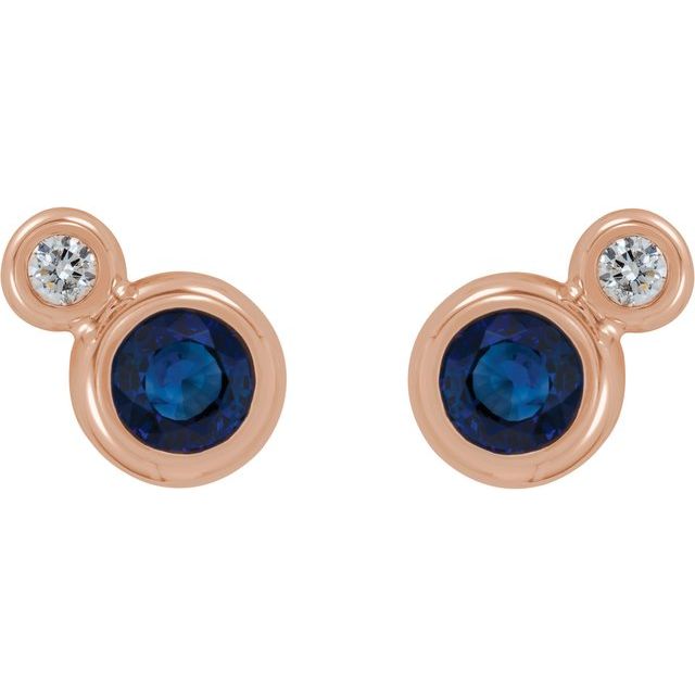 Round 5mm Lab-Grown Blue Sapphire & 1/8 CTW Natural Diamond Earrings