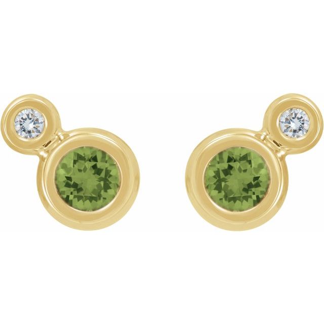 Round 4mm Natural Peridot & .06 CTW Natural Diamond Earrings