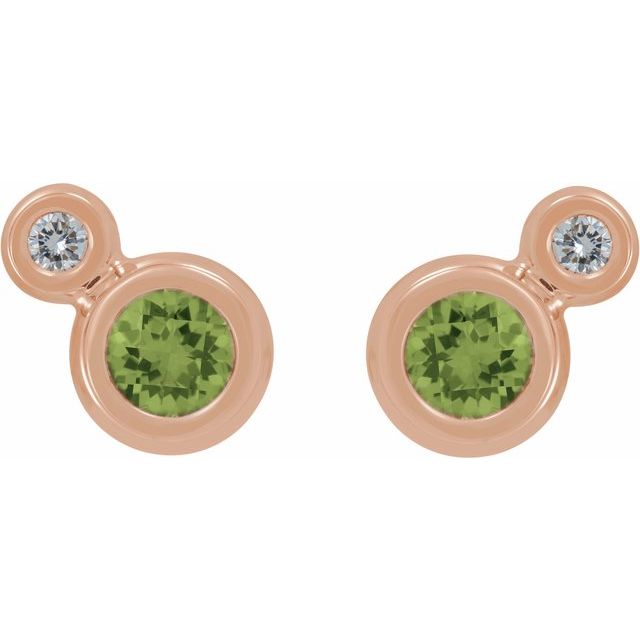 Round 4mm Natural Peridot & .06 CTW Natural Diamond Earrings