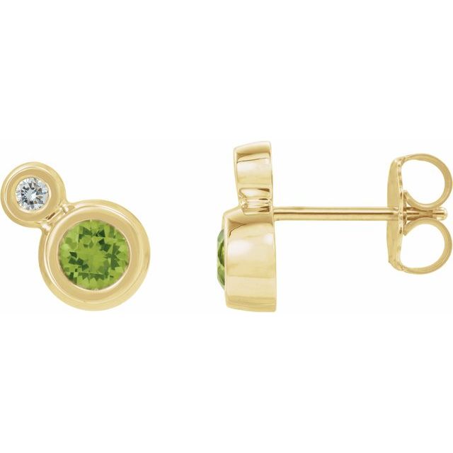 Round 4mm Natural Peridot & .06 CTW Natural Diamond Earrings