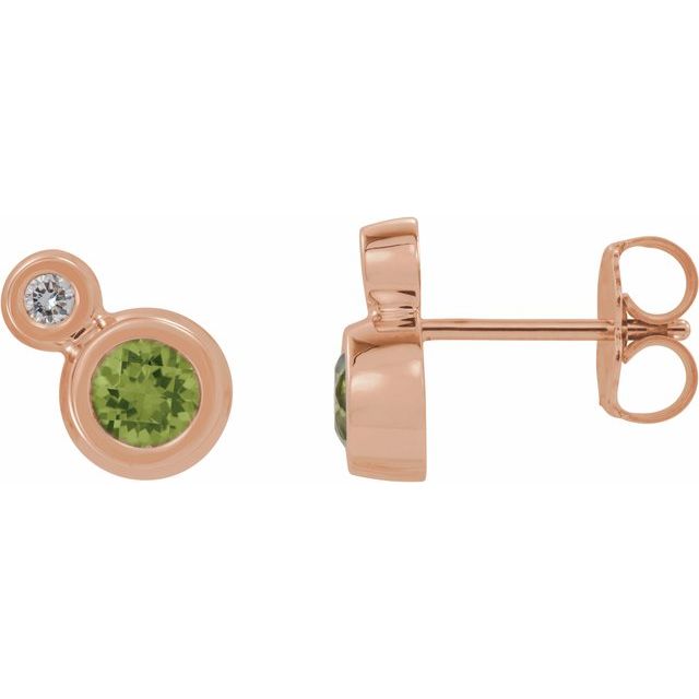 Round 4mm Natural Peridot & .06 CTW Natural Diamond Earrings