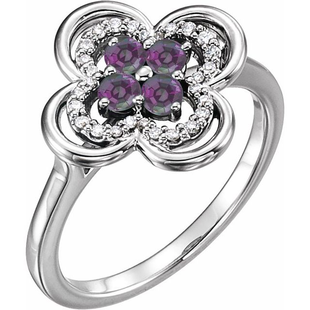 Round Lab-Grown Alexandrite & 1/10 CTW Diamond Ring