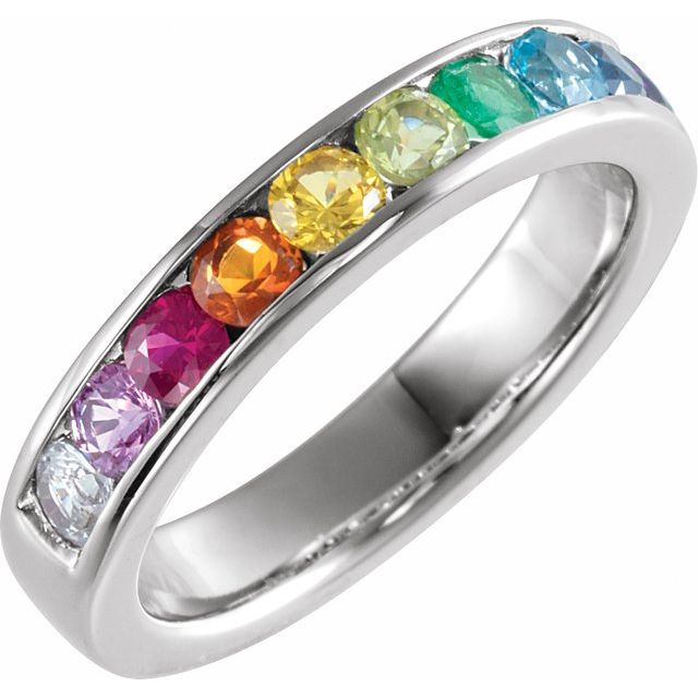 Round Multi-Gemstone Rainbow Anniversary Band