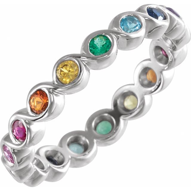 Rainbow Multi-Gemstone Eternity Band