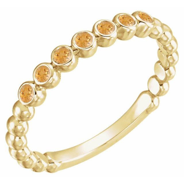 Round Natural Citrine Stackable Ring