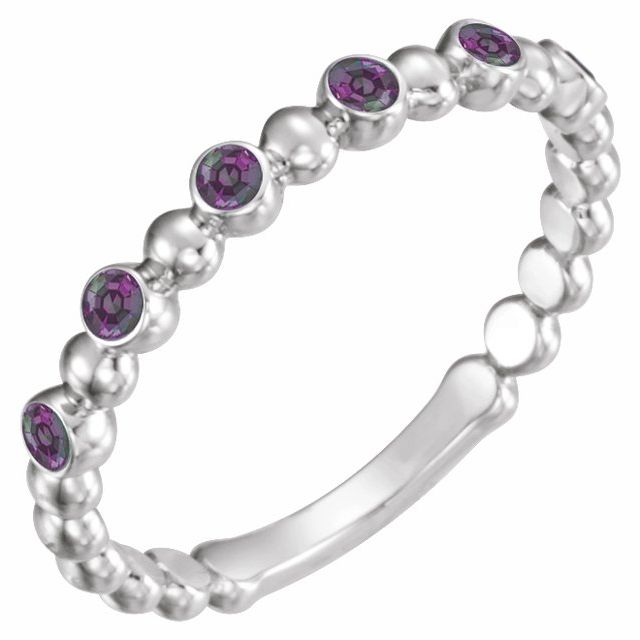 Round Natural Alexandrite Stackable Ring