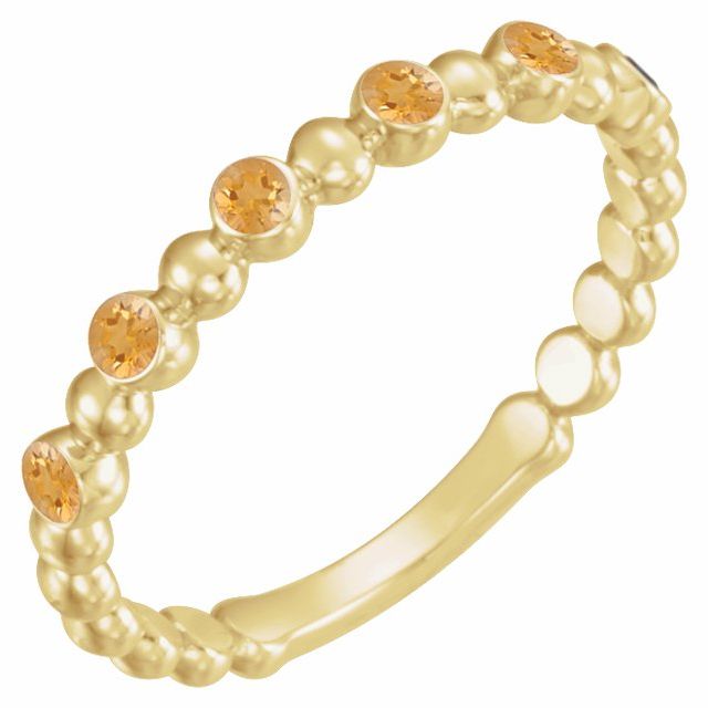 Round Natural Citrine Stackable Ring