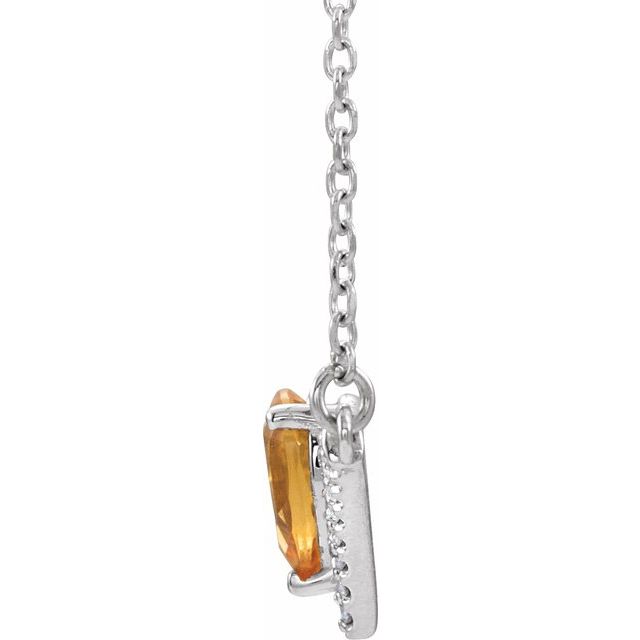 Pear Natural Citrine & .06 CTW Natural Diamond Necklace