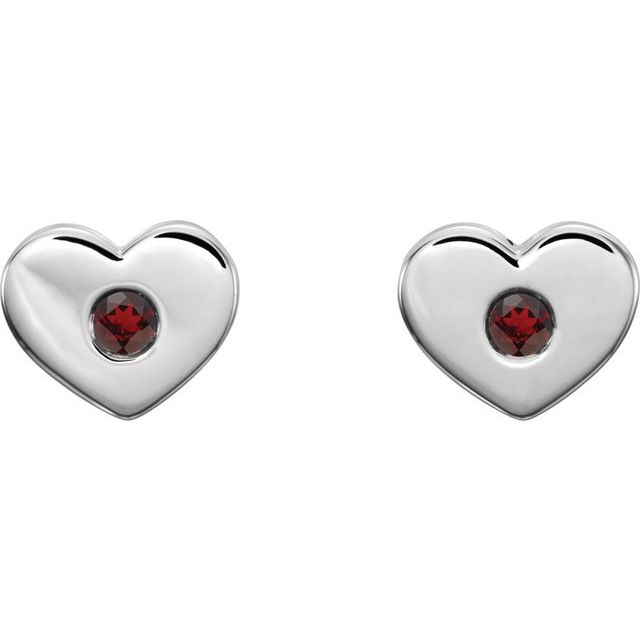 Round Natural Mozambique Garnet Heart Earrings