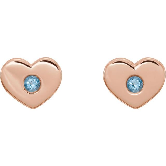 Round Natural Aquamarine Heart Earrings