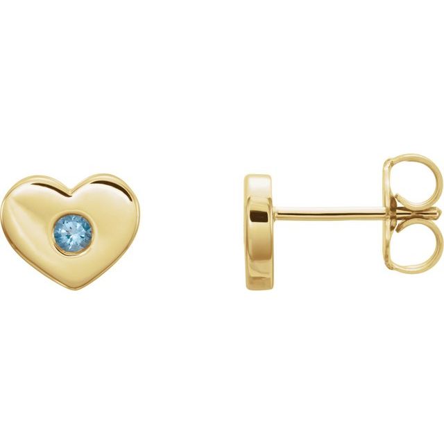 Round Natural Aquamarine Heart Earrings