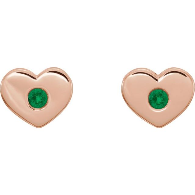 Round Natural Emerald Heart Earrings